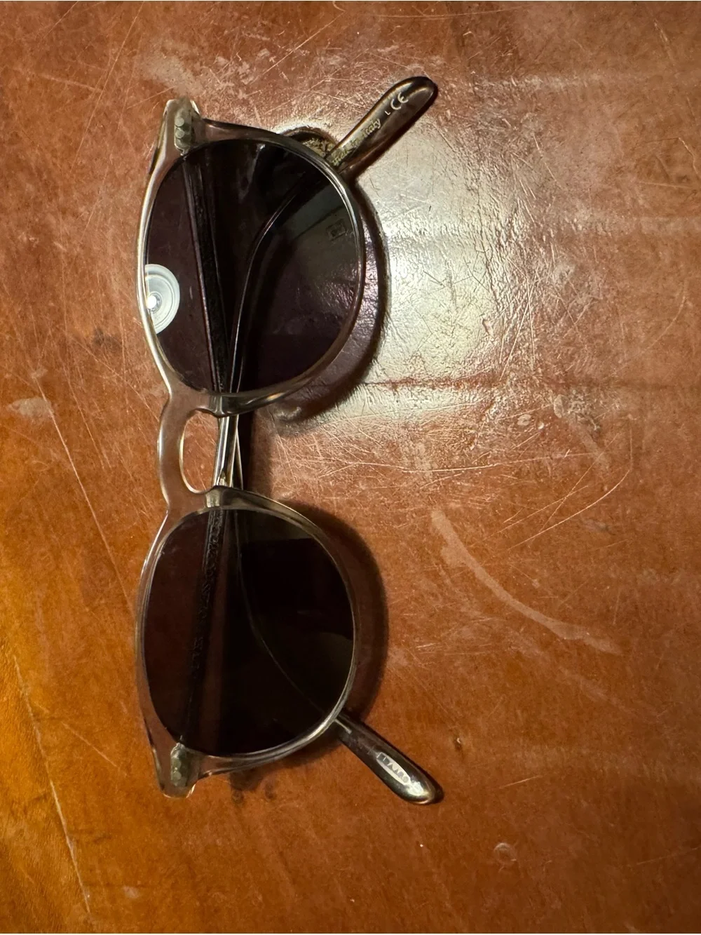 Oliver Peoples Riley Sun Round Transparent Gray Frame Sunglasses